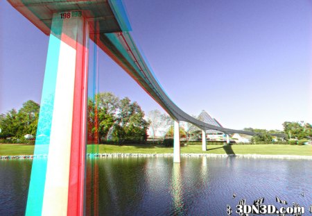 Puente en 3D-glasses needed - puente, bridge, landscape, 3d