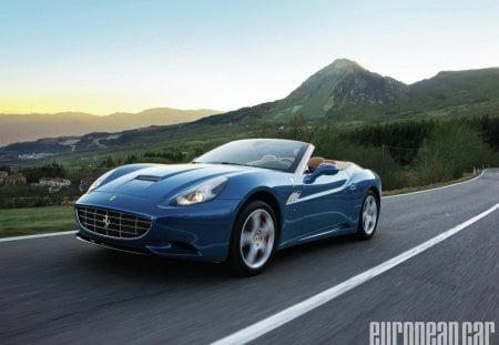 Ferrari California - conv, road, ferrari, blue