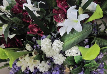 Bouquet of flowers 60 - white, lily, red, blue, photography, green, flowers