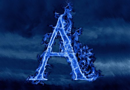 A - flame, a, blue, photoshop