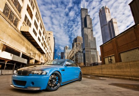 BMW m3 e46 - bmw, tuned, blue, sky