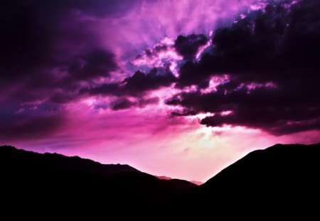 Purple Sunset - nature, purple, sunset, haze