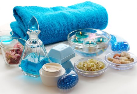 Spa Treatment - relaxe, romantic, bubbels, bath, blue, enjoy treat