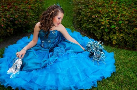 Sweet Blue - bride, smile, blue, dress