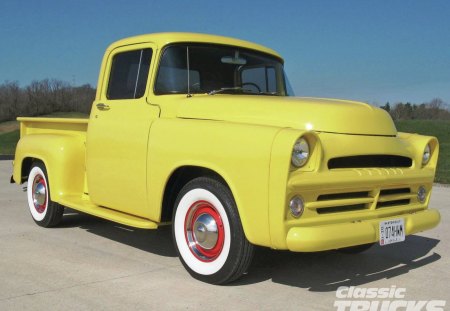 1957 Dodge Truck - mopar, yellow, classic, white walls