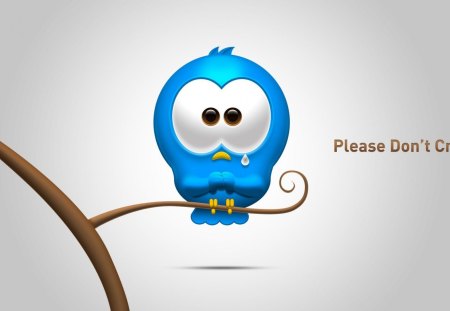 Please dont cry - vector, sad, blue, crying, cute, bird