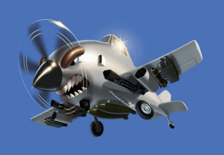 Angry little airplane - airplane, fun, angry, blue, vector