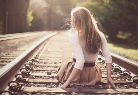 WAITING FOR TRAIN - elegance, hot, hair, eyes, joy, gentility, colorful, delightfully, grace, challenging, elegant, face, beautiful woman, amazing, free, eyes closed, extraordinary, cool, brunette, harmony, hands, harmonious, freedom, gentleness, fresh, clear image, lady, long hair, gentle, attractive, charm, excited, emotions, beautiful, femininity, fashion model, delight, happy, beauty, beach, lips, female, delicate, fascination, blue sky, best, gorgeous, cute, feel, curly hair, girl, glamour, entertainment, bright, blue, charming, emotion, happiness, breeze, colors, feel the breeze