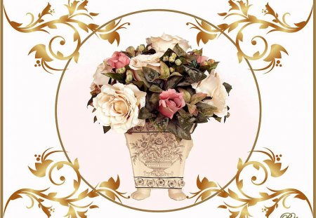 ANTIQUE ROSE FLOWER ARRANGEMENT