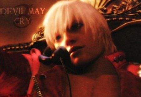 Dante's Awakening - male, telephone, phone, dante, anime, dmc, video games, devil may cry, white hair