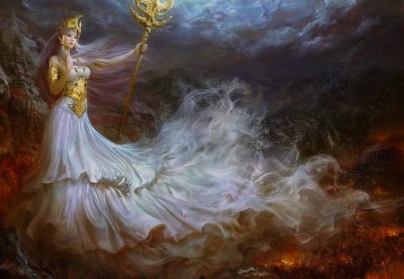 Queen of fantasy - sorcerer, beauty, queen, splendor, colors, fantasy