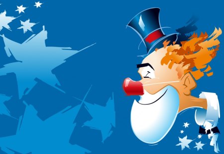 Happy clown - clown, blue, vector, stars, happy