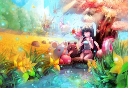 Fantasy World - girl, fantasy, world, animals