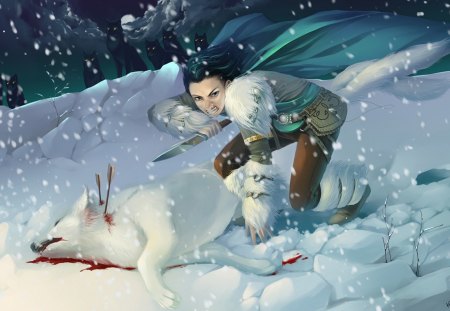 Hunter - hunter, kill, girl, snow