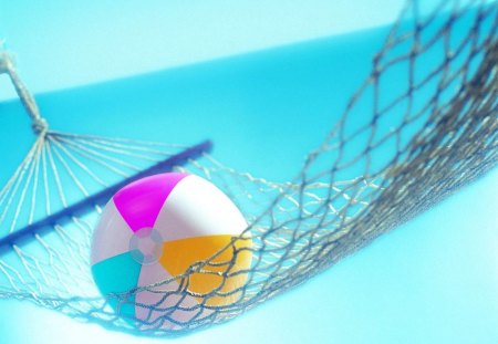 HAMMOCK AND A BEACHBALL - vacation, seaside, holidays, beach, relaxation, family, leisure, kids