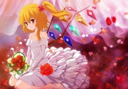 Flandre Scarlet - wings, flandre scarlet, anime, girl, dress