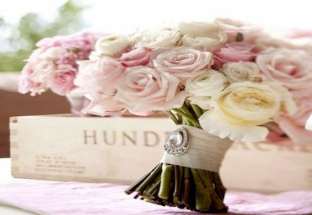 The Soft Whisper of Pink - romantic, lovely, pink, bouquet, white, soft, girly, rose, pale, pastel