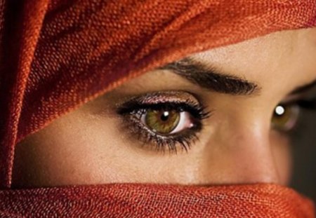 Eyes with covered face. - woman, face, model, eyes