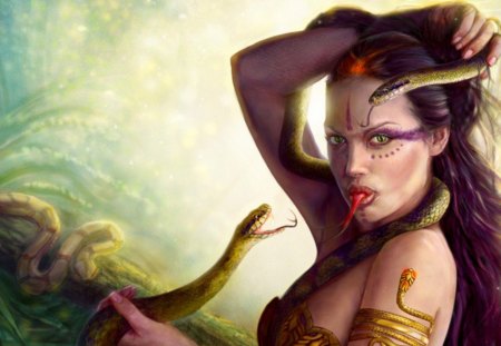 SNAKE BABE - woman, cool, tongue, girl, snakes, fantasy