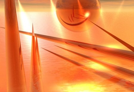 Alien Missiles - nice orange, orange, abstract, 3d