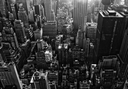 Downtown City - downtown, black and white, city