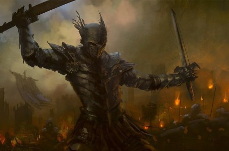 The Grim of Battle - armor, fantasy, warrior, sword, knight