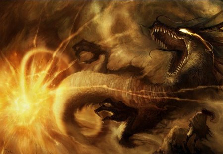 Exploding Dragon - mythic, yellow, dragon, fire dragon, exploding dragon