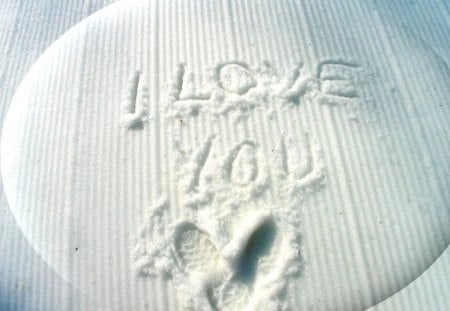 love you in snow - snow, words, love, print