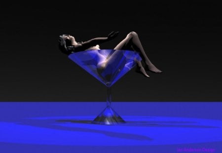 A Drink or a Bath - inside, laying, woman, glass