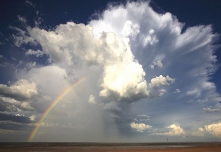 Beach Beauty - rainbow, sky, ocean, clouds