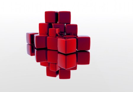 Red Blocks - reflected, pile, abstract, blocks