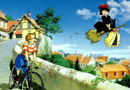 kiki's delivery - witch, hayao miyazaki, cartoon, ghibli anime, kiki, delivery