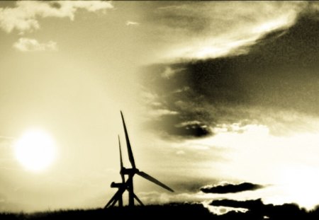 Windmills in the sky - abstract, high, in, the, windmills, sky, teasting photography