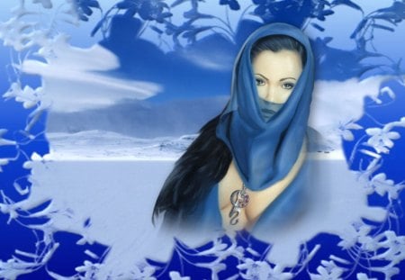 Veiled - woman, blue