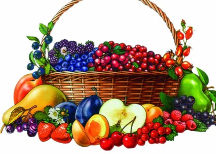 Basket with fruits - fruit, eat, health, basket, food