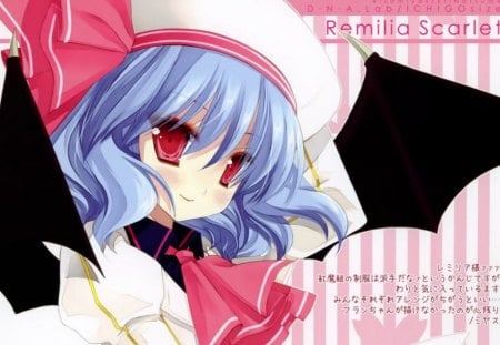 remilia scarlet - red eyes, blue hair, remilia scarlet, touhou, girl, girl collection, anime, cute