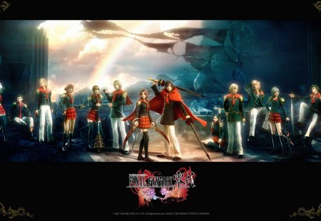 Final Fantasy Type-0 - swords, final fantasy type-0, final fantasy, characters, games, anime, video games, uniform, weapons, group