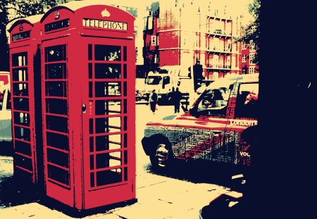 London - cabine, streets, red, london, taxi