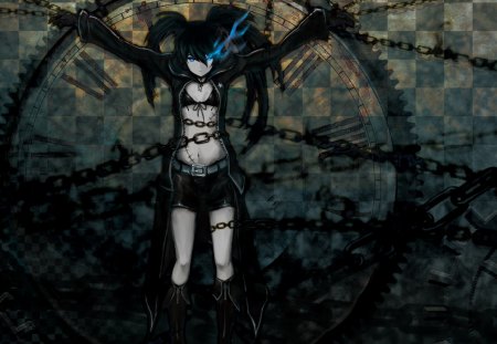 Anime - anime, chains, blue, dark, brsr