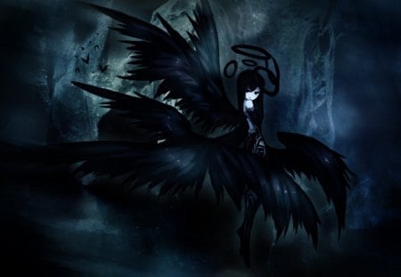 Back Angel - anime, black, angel, thrill