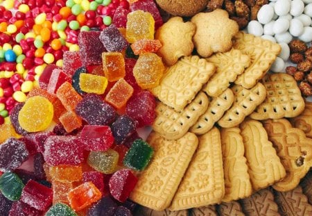 Sweets - abstract, sweet, candy, biscuit