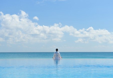 Man in Beach - water, sky, beach, man