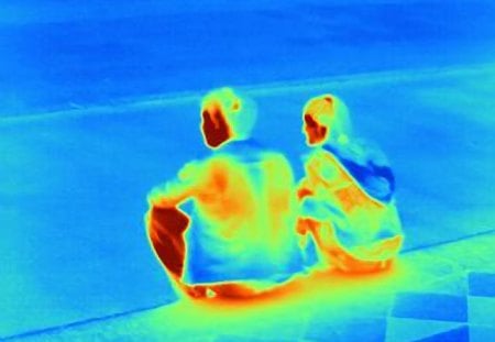 Boy and Girl Sitting. - boy, thermal, girl, london, heat, love, sitting, togetherness