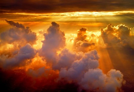 GOLDEN BEAMS - clouds, beams, golden, sun, sky