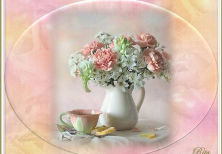 DELICIOUSLY DELICATE! - flowers, table, in jug, delicate colours