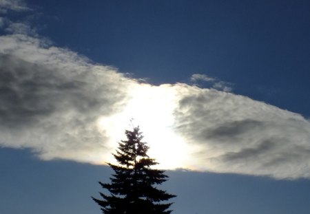 Sun behind the clouds - blue, cloud, nice, day, sun, sky