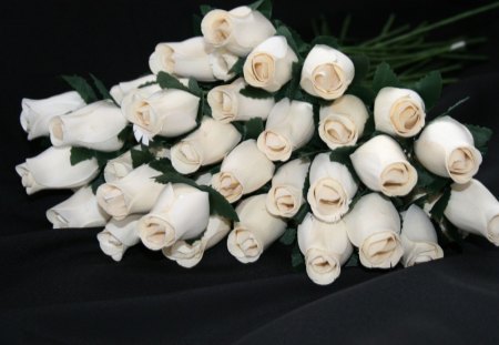 Ivory Wooden Roses - white, love, pretty, lovey