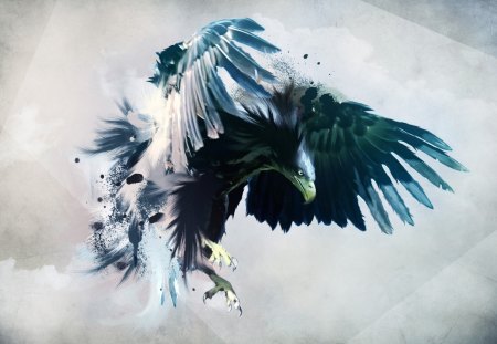 eagle - wings, artwork, birds, eagles