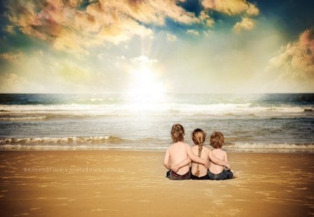 Friends - sunshine, forever, summer, sunset, friends, lovely, sea