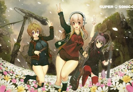 Super Sonico - sonico, guitar, headphones, nitroplus